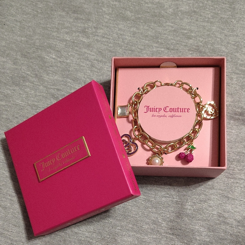 Juicy Couture Gold and Pink Charm Bracelet